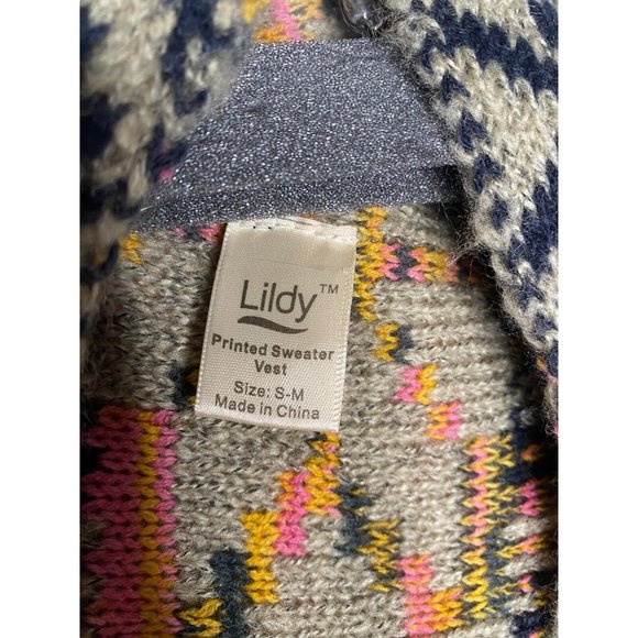 Women's Lildy aztec print sweater vest cardigan with tassels size small/medium - Picture 2 of 3